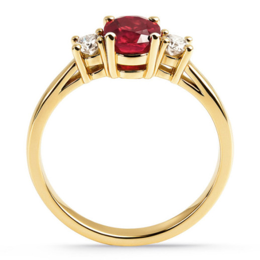 Sunset Oval Triplet Ruby and Diamond Ring in Yellow Gold - Ruby Rings 2