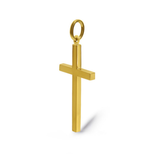 Kreuzstab aus massivem, glattem Gold, L 20 x 13 mm - Kreuze 2