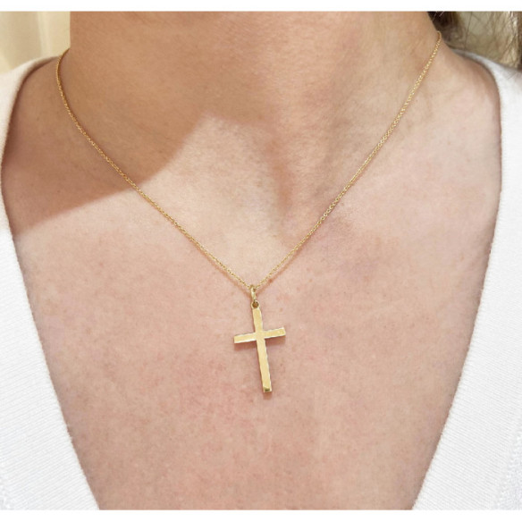 Cruz Oro Lisa Maciza Palo L 20x13mm - Cruces