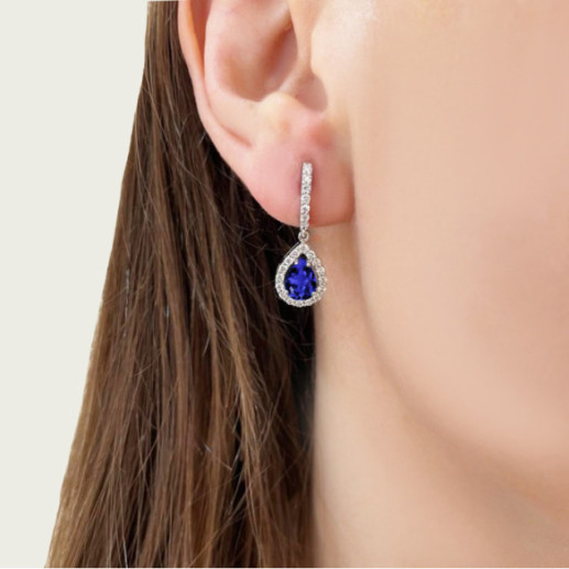 Pendientes Zafiro Sunset Drop 1.30Ct Oro Blanco - Pendientes de Zafiro 2