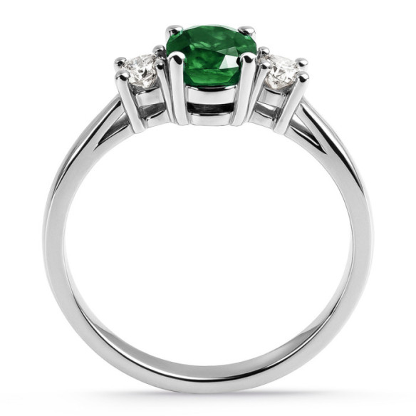 Anillo esmeralda y brillantes tresillo Sunset Oval - Smaragdringe