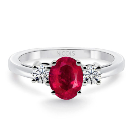 Sunset Oval Ruby and Diamond Triplet Ring - Ruby Rings