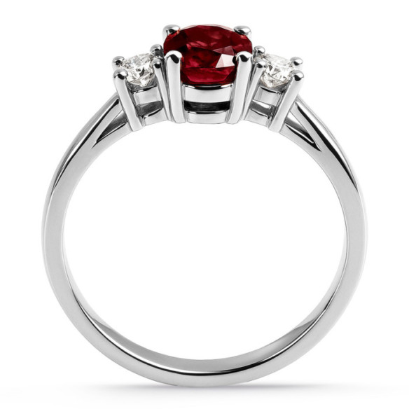 Sunset Oval Ruby and Diamond Triplet Ring - Ruby Rings
