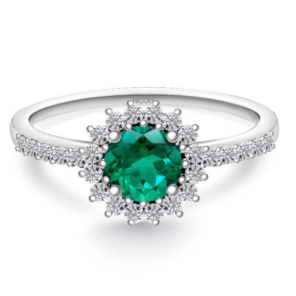 Anillo Esmeralda Margarita 0.60 - Anillos de Esmeralda