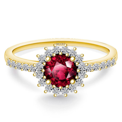 Anillo Rubí Margarita 0.60 - Anelli di rubino