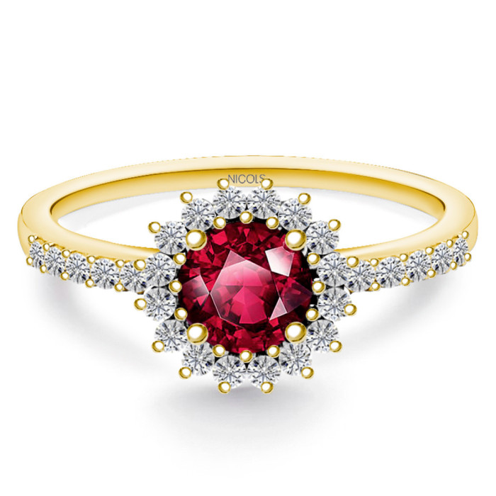 Anillo Rubí Margarita 0.60 - Anéis de rubi