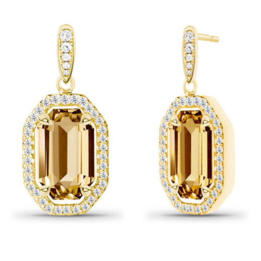 Pendientes Citrino y Diamantes Oro Amarillo - Pendientes Otras Piedras de Colores