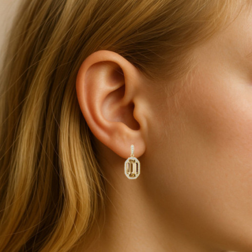 Pendientes Citrino y Diamantes Oro Amarillo - Pendientes Otras Piedras de Colores 2