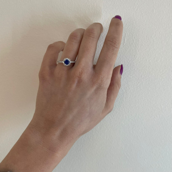 Anillo Zafiro Margarita 0.60 - Anillos de Zafiro