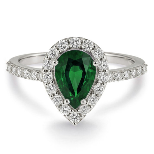 Emerald Ring 0.69ct White Gold SUNSET DROP - Anniversary Rings