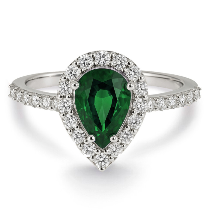 Anillo Esmeralda Sunset Drop 0.69Ct Oro Blanco - Anillos Compromiso Aniversario