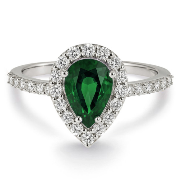 Anillo Esmeralda Sunset Drop 0.69Ct Oro Blanco - Anillos Compromiso Aniversario