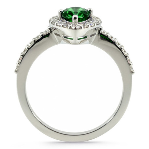 Anillo Esmeralda Sunset Drop 0.69Ct Oro Blanco - Anillos Compromiso Aniversario 2