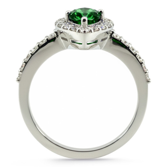 Anillo Esmeralda Sunset Drop 0.69Ct Oro Blanco - Anillos Compromiso Aniversario
