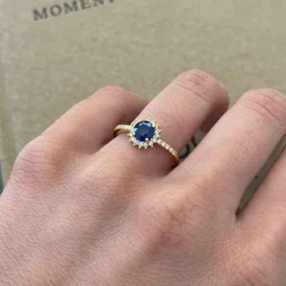 Anillo Zafiro Diamantes Oro Amarillo Margarita - Anillos de Zafiro