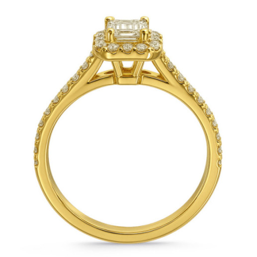 Anillo Solitario Compromiso Talla Esmeralda Seline 0.60 - Solitarios de Oro Amarillo 2