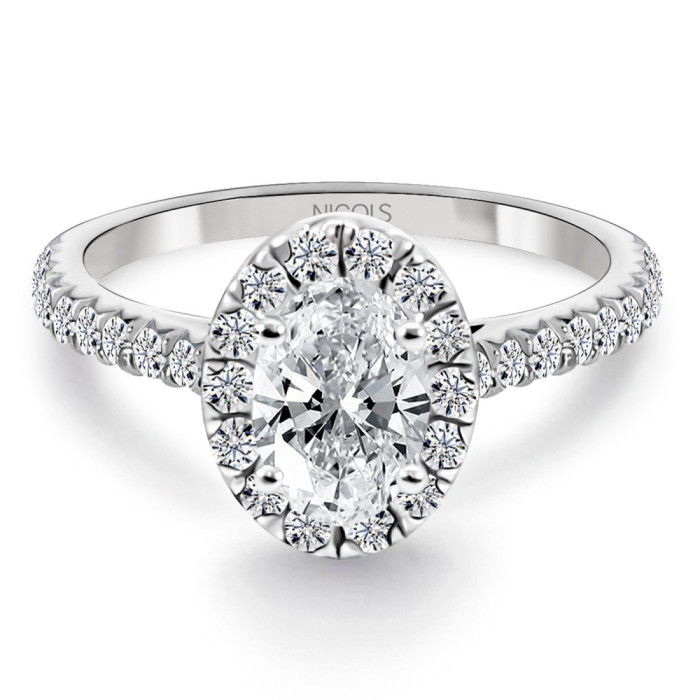 Anillo Solitario Talla Oval Seline Diamante 0.70 Ct Oro Blanco - ANILLOS