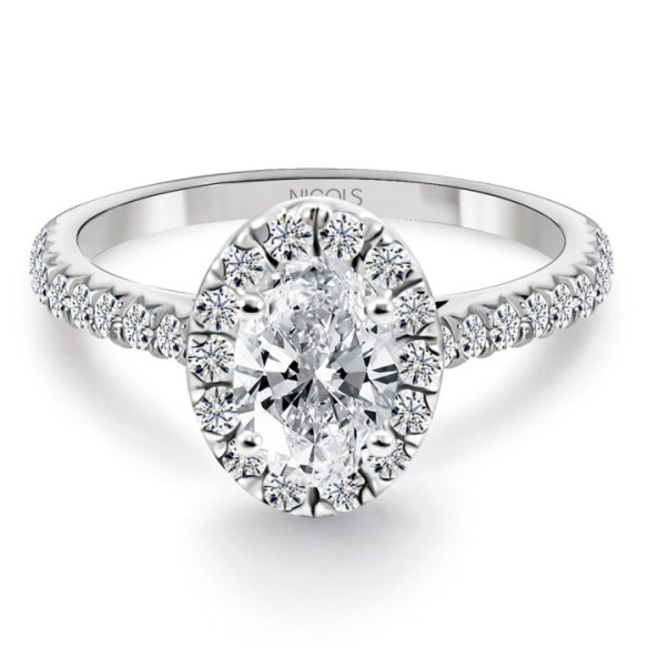 Anillo Solitario Talla Oval Seline Diamante 0.70 Ct Oro Blanco - ANILLOS
