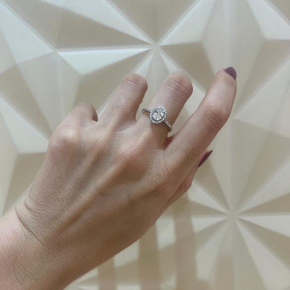 Anillo Solitario Talla Oval Seline Diamante 0.70 Ct Oro Blanco - ANILLOS