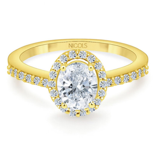 Anillo Diamante Oval 0.50 Sunset Oro Amarillo - rosette