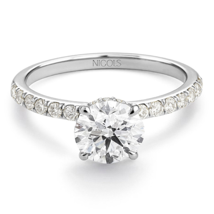 Veiled Halo Diamond Ring 0.50 ct White Gold - White Gold Engagement Rings Solitaire