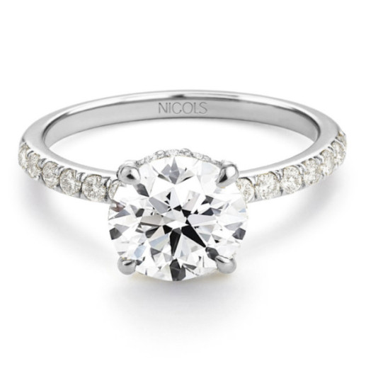 Veiled Halo Diamond Ring 1.50 ct White Gold - White Gold Engagement Rings Solitaire