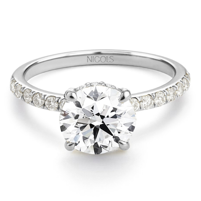 Veiled Halo Diamond Ring 1.50 ct White Gold - White Gold Engagement Rings Solitaire