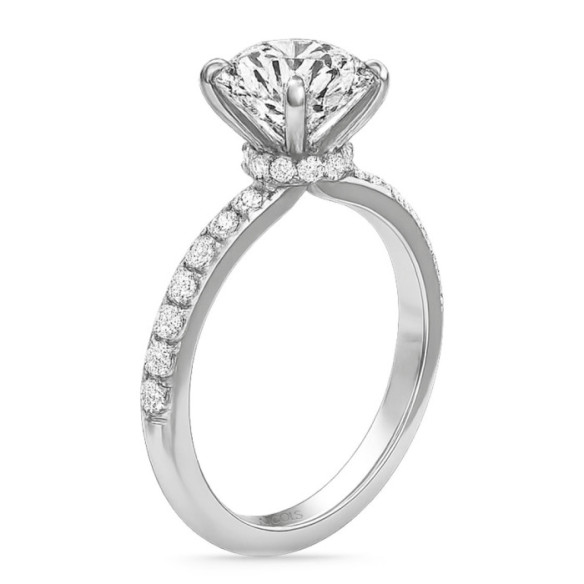 Veiled Halo Diamond Ring 1.50 ct White Gold - White Gold Engagement Rings Solitaire