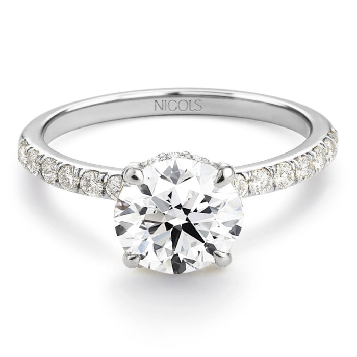 Veiled Halo Diamond Ring 1.00 ct White Gold - White Gold Engagement Rings Solitaire