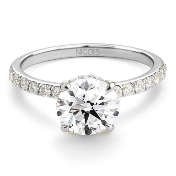 Veiled Halo Diamond Ring 1.00 ct White Gold - White Gold Engagement Rings Solitaire