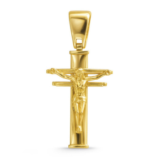 Gold Cross Christ yellow gold double bar 26x17 - Crosses
