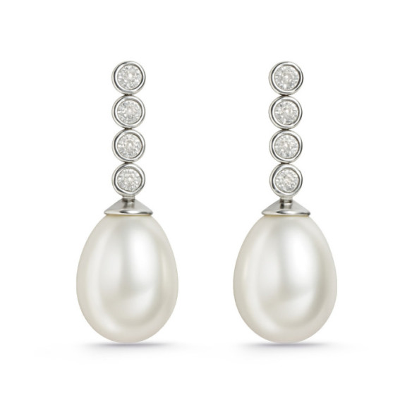 Pearl and Diamonds Bride Serenity Earrings 0.33 - Pearl Earrings