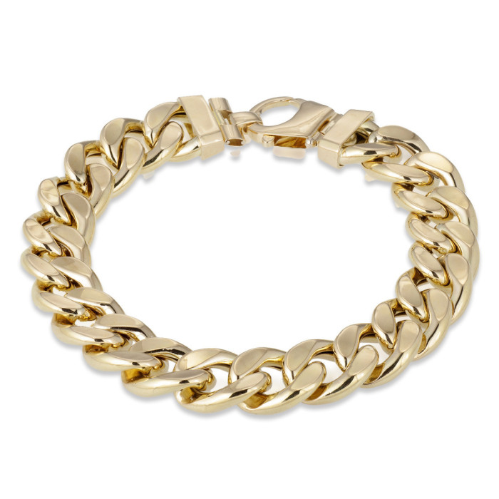 Pulsera Oro 18K Eslabon Cubano 12Mm 18,5cm - Mannschmuck