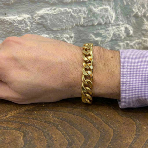 18k Gold Cuban Link Bracelet, 12mm, 18.5cm - Jewels of Man 2