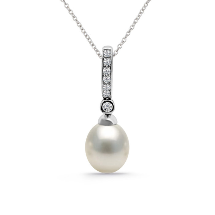 Colgante Perla y Diamantes Novia Serenidad 0.14 - Pendentifs de diamant