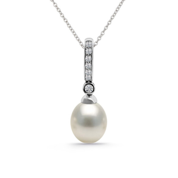 Colgante Perla y Diamantes Novia Serenidad 0.14 - Pendentifs de diamant