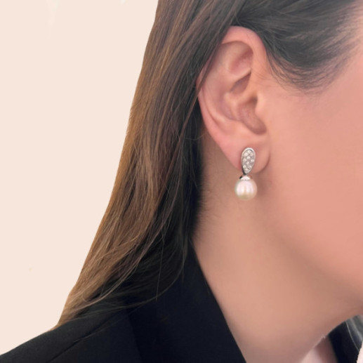 Pérolas senhora brincos de diamante - Brincos de pérolas 2