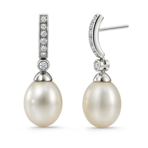 Pérola e brincos de diamante noiva Serenity 0.28 - Brincos de pérolas