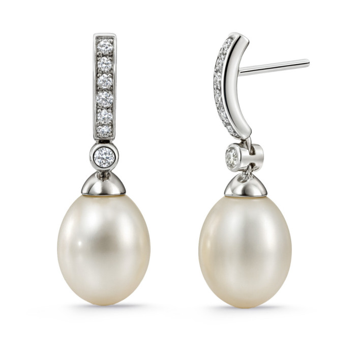 Orecchini di perle e diamanti Bride Serenity 0.28 - Orecchini di perle