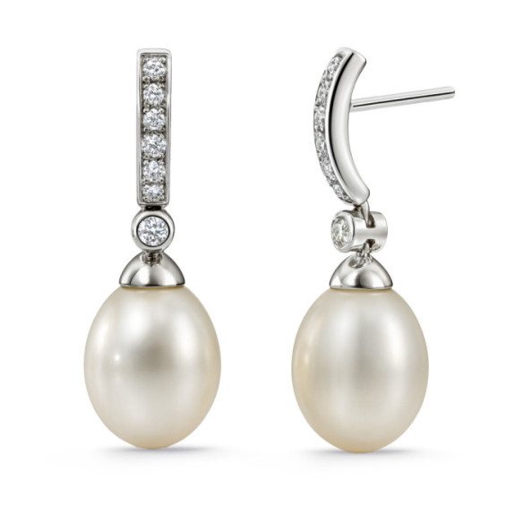 Orecchini di perle e diamanti Bride Serenity 0.28 - Orecchini di perle