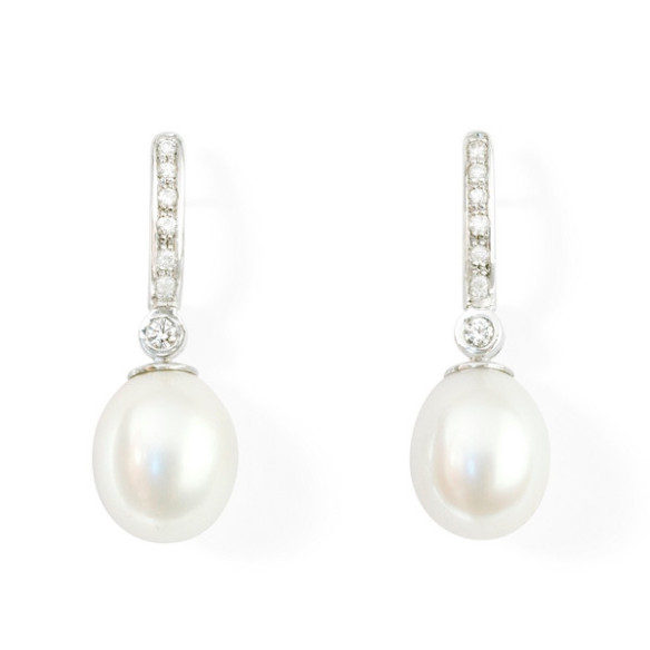 Orecchini di perle e diamanti Bride Serenity 0.28 - Orecchini di perle