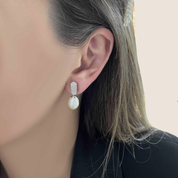 Pearl and Diamond Bride Serenity Earrings 0.25 Ct - Pearl Earrings