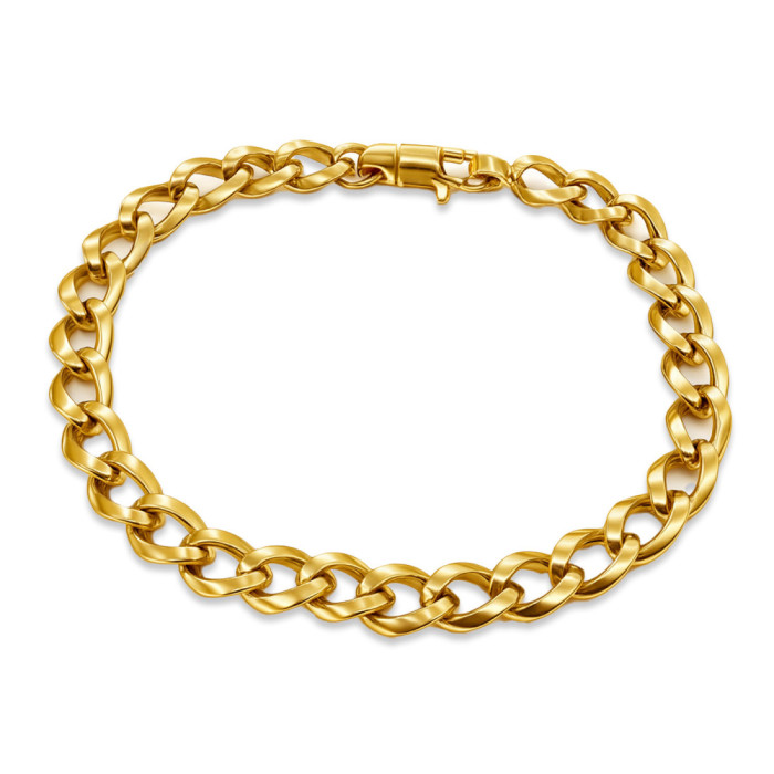 18K Gold Bracelet Open Link 7mm 19cm - Jewels of Man