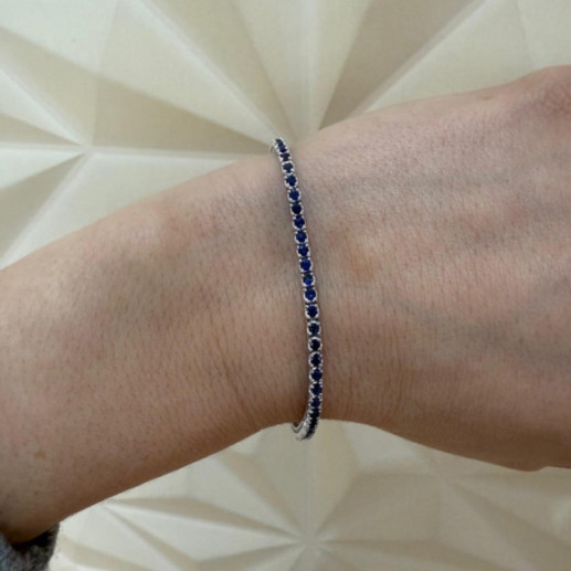 Pulsera Zafiros Azules 2.45Ct Oro Blanco Rainbow - Pulseras Piedras Color 2