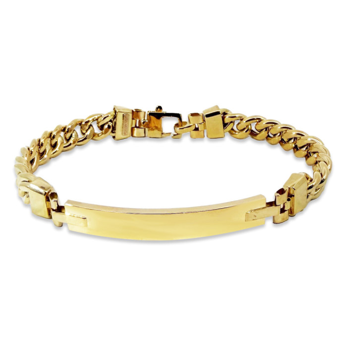 Pulsera Oro 18K Eslabon Cubano Esclava 7Mm 19cm - Joyas de Hombre