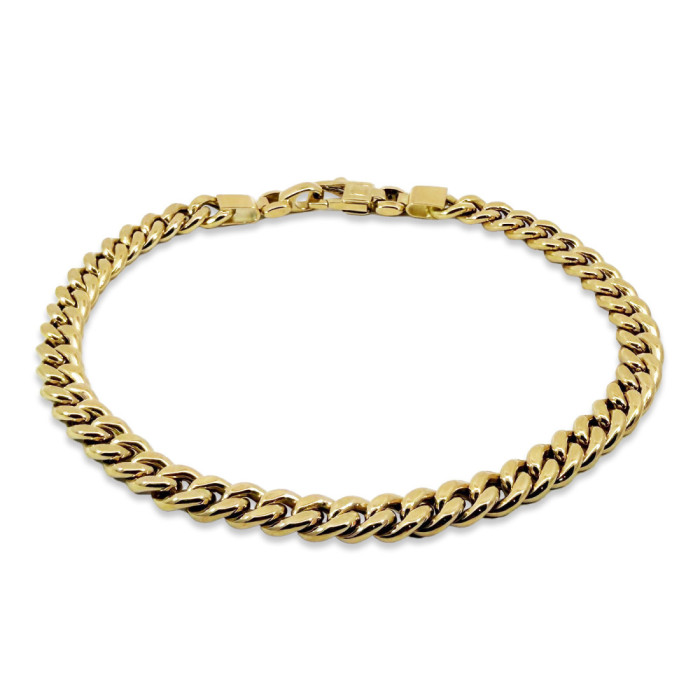 Pulsera Oro 18K Eslabon Cubano 5Mm 19cm - Joyas de Hombre