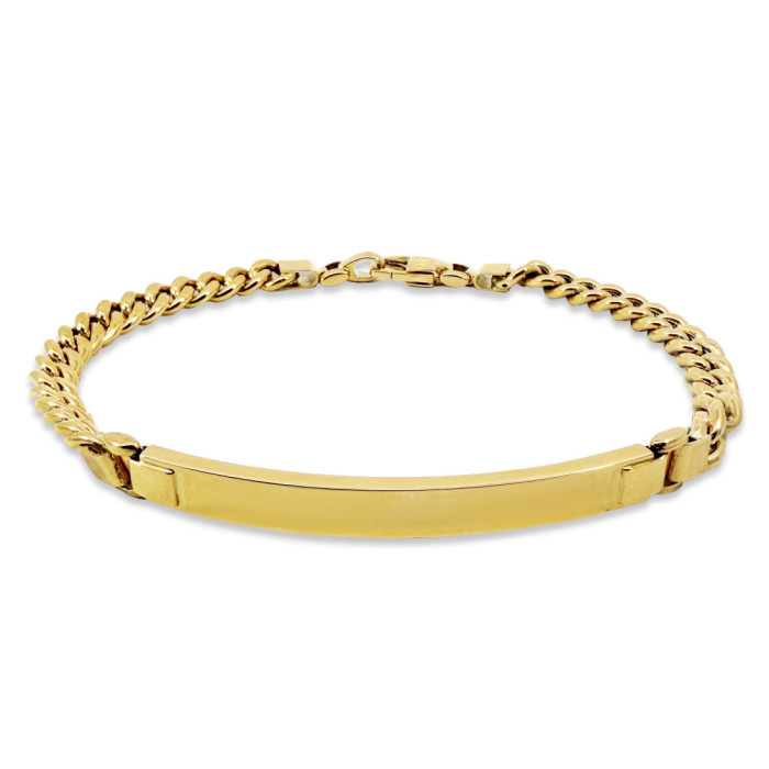 Pulsera Oro 18K Eslabon Cubano Esclava 5Mm 19cm - Joyas de Hombre