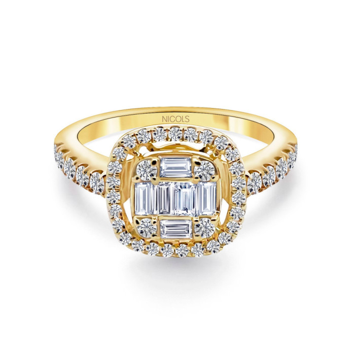 Anillo De Compromiso Aniversario Square - Talla Baguette