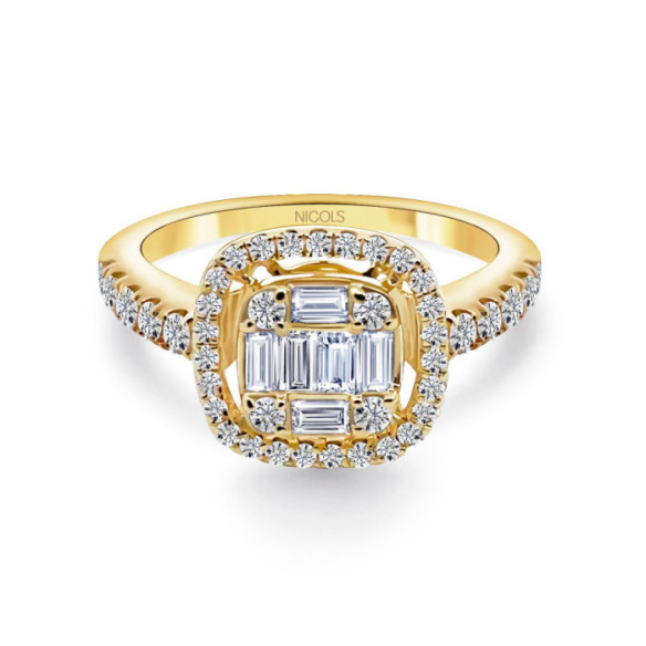 Anillo De Compromiso Aniversario Square - Schnitzen von Baguette