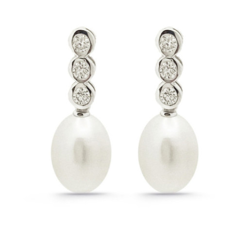Orecchini classici con perle di diamanti - Orecchini di perle